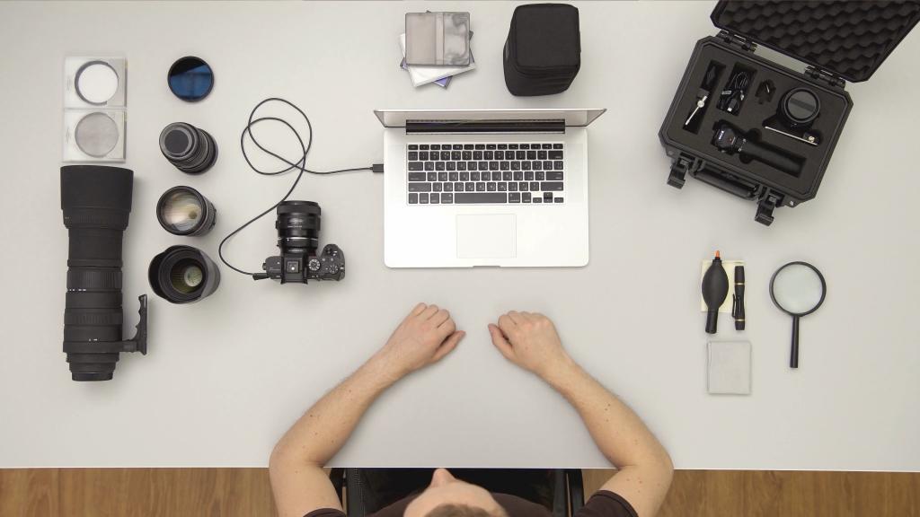 Desk with youtube gear