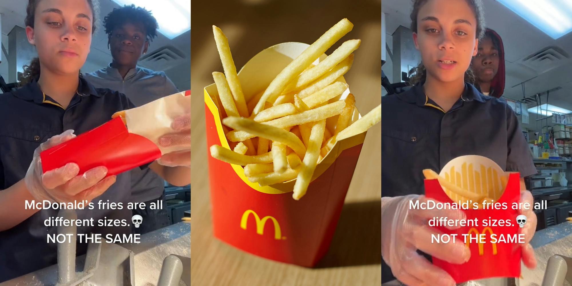 ‘Miss girl taking her job too serious’: Worker tries to prove that the fries are different sizes after speculation McDonald’s is tricking customers