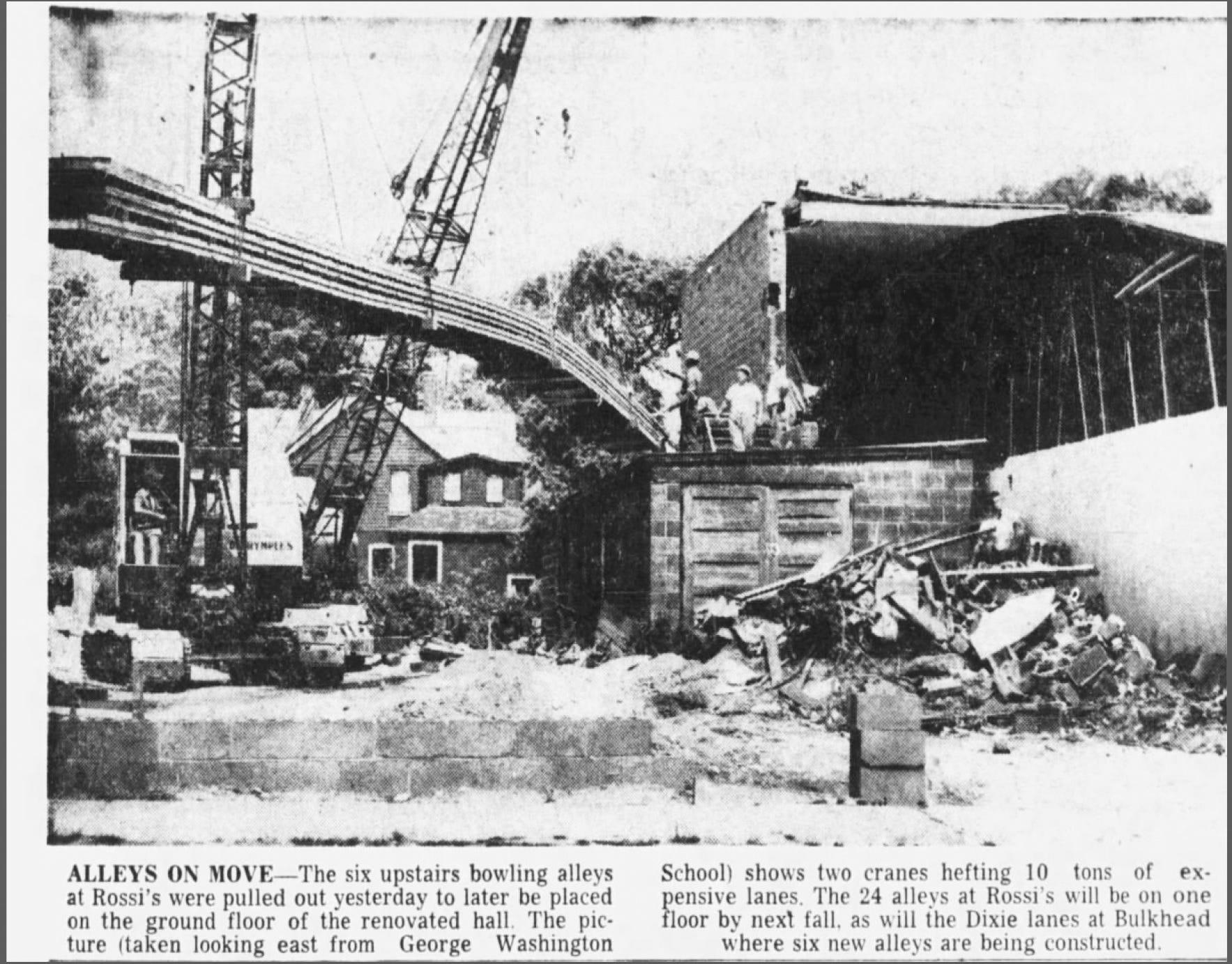 The Renovation of Rossi Lanes was featured in the Elmira-Star Gazette on July 13, 1954.