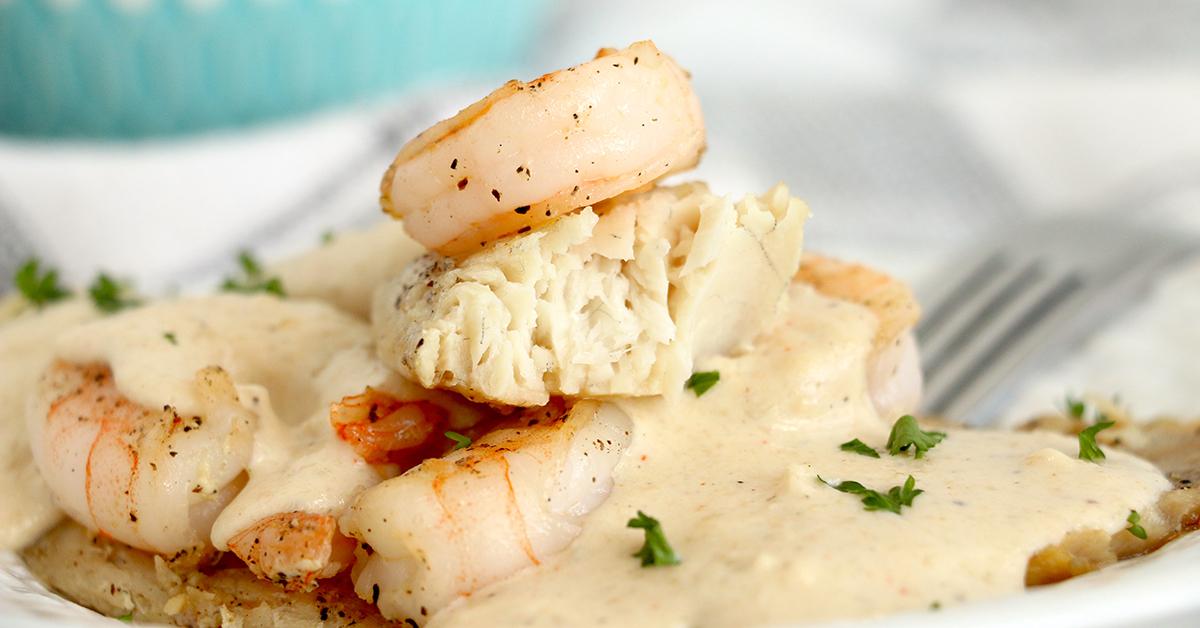 creamy garlic tilapia & shrimp