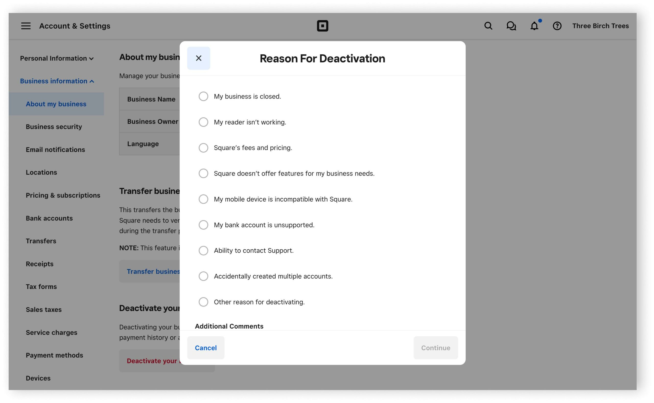 Deactivate Your Square Business