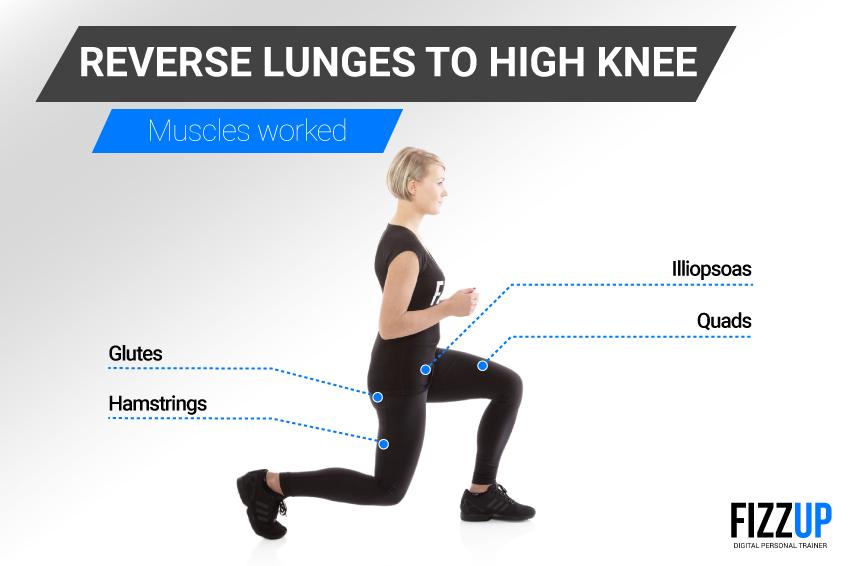 reverse lunge into knee drive