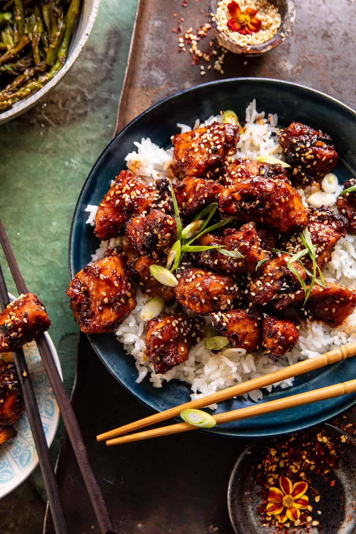 sides with honey garlic chicken