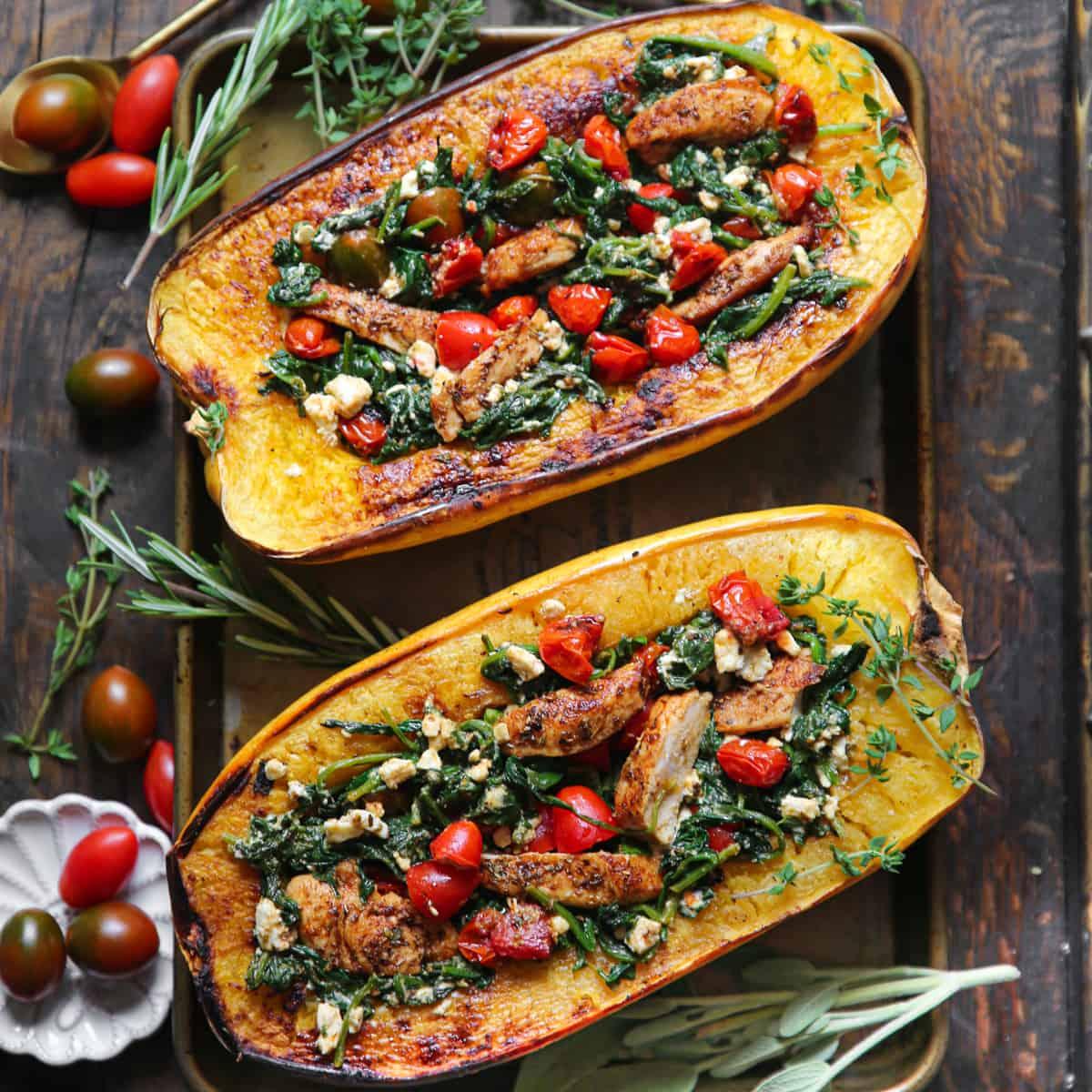 spaghetti squash with spinach and tomatoes