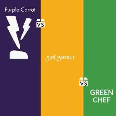 table comparison image for purple carrot vs sun basket vs green chef